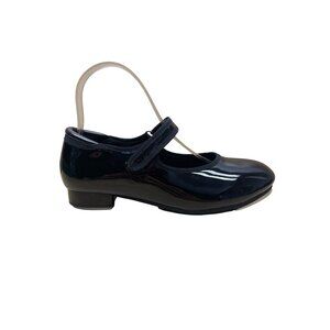Linodes Big Kid Black Patent Easy Strap Tap Dance Shoes Size 4M